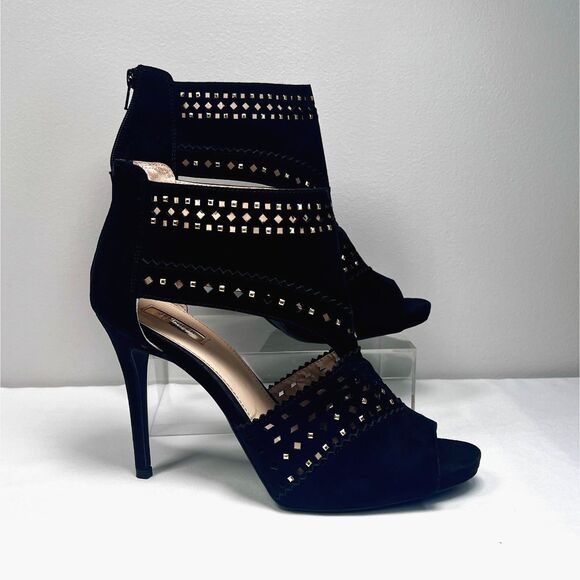 Jennifer Lopez Sweet Gum Black Open Peep-toed Stilletto High Heel Shoes Size 10 - Picture 1 of 10
